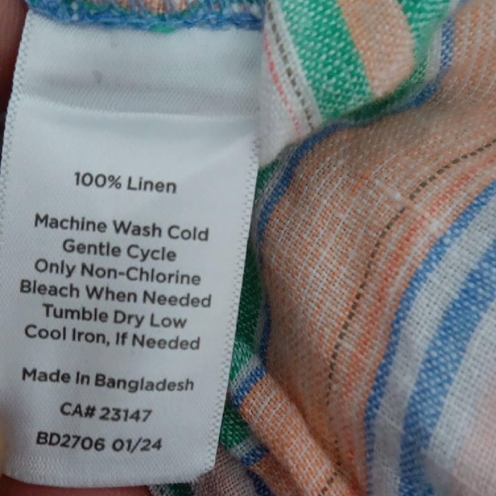 Talbots Striped Button-Front Tied Hem Top #3472 - Picture 8 of 11
